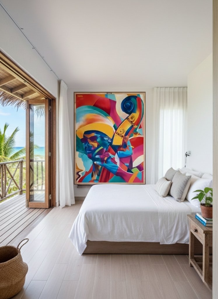 Jazz mural in modern bedroom — ArteUnoK